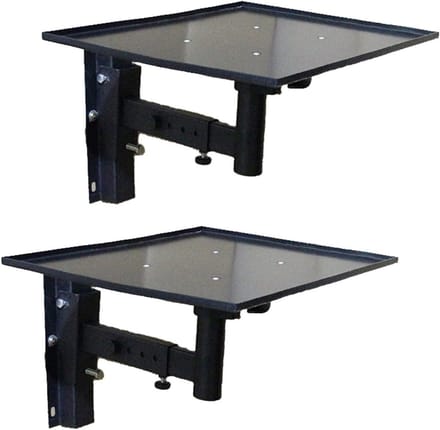 Luidspreker Muurbeugel - Projector Houder - Audio Installatie - Verstelbare Hoek - 35x25 cm Dienblad - Zwart