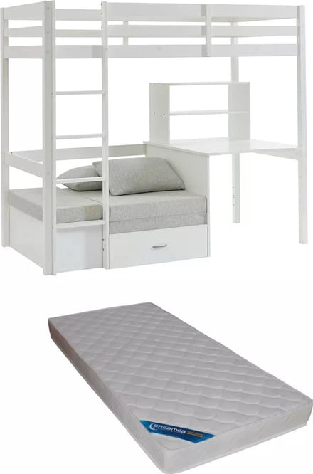Vente-unique Hoogslaper hout wit 90 x 200 cm