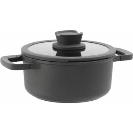 LEO Kookpot antikleef met deksel Stone+ - Ø 24x11cm - Grijs - PFAS-vrij