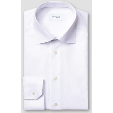 Eton Overhemd Cutaway Collar Rich Structured Textured Twill Wit / male