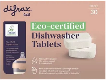 Difrax eco vaatwastabletten 30 stuks Onbehandeld/Naturel unisex