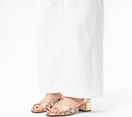 No Stress - Dames - Gouden leren sandalen met hak - Maat 36