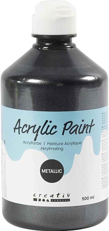 Acrylverf Metallic, metallic, zwart, 500 ml/ 1 fles