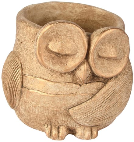 Dekoratief | Bloempot uil, grijs, cement, 15x14x13cm | A265010