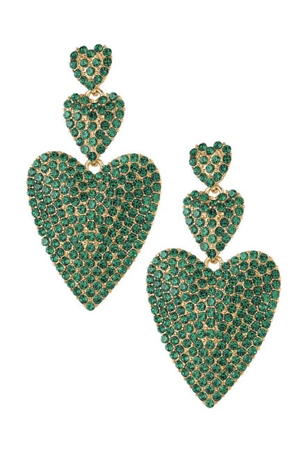 Yehwang Oorbellen - Hart - Groen - Goud - Feest - Steentjes
