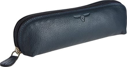 Maverick SARATOGA Leren Pennenetui ovaal - ritssluiting - blauw
