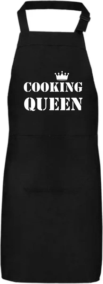 Schort Cooking Queen | Moederdag | Moederdag cadeautje | Zwart