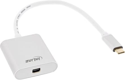 InLine® USB Display converter, USB Type-C male to Mini DisplayPort female (DP Alt Mode), 4K/60Hz, silver, 0.2m