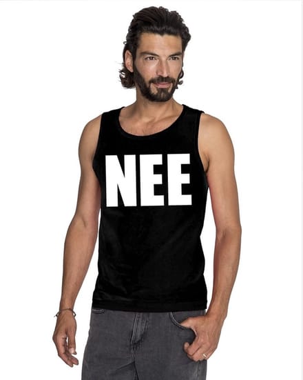 Nee tekst singlet shirt/ tanktop zwart heren S