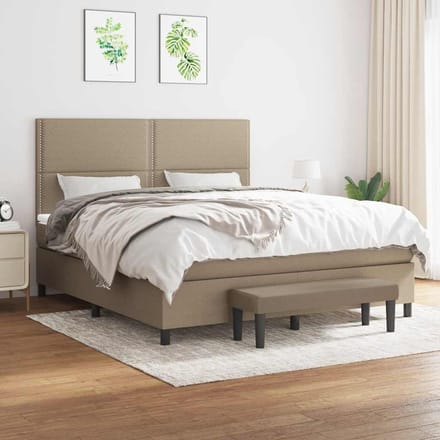 vidaXL - Boxspring - met - matras - stof - taupe - 180x200 - cm