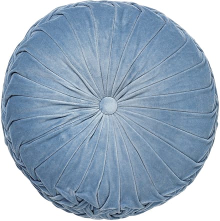 Dutch Decor - KAJA - sierkussen Ø40 cm - rond - velvet - Provincial Blue - blauw