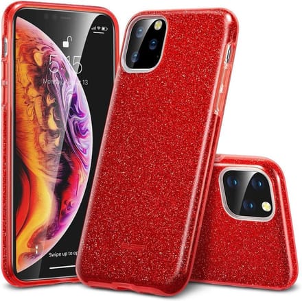 ESR Makeup Glitter-hoesje Geschikt voor iPhone 11 (6.1) - rood