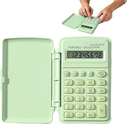 Mini Rekenmachine - Draagbaar apparaat - School en kantoor - Met beschermkap - 10x6 cm