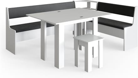 Vicco Roman Hoekbank set – 210 x 150 cm met tafel Wit