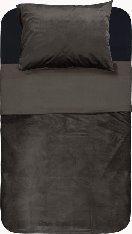 Y-NOT - Dekbedovertrek - Velvet Met Bies Deep Taupe - 1 Persoons - Taupe