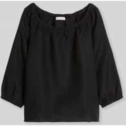 regular fit blouse van puur linnen met carmenhals