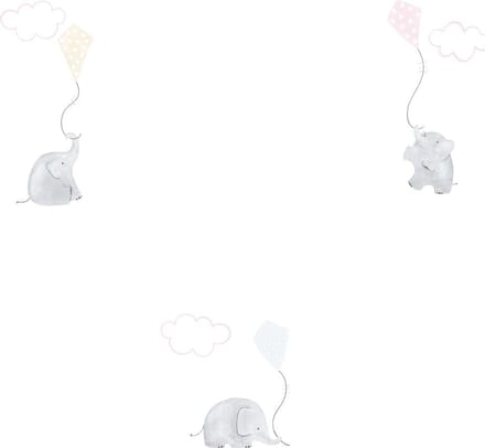 Casadeco My Little World behang olifanten bruin grijs roze