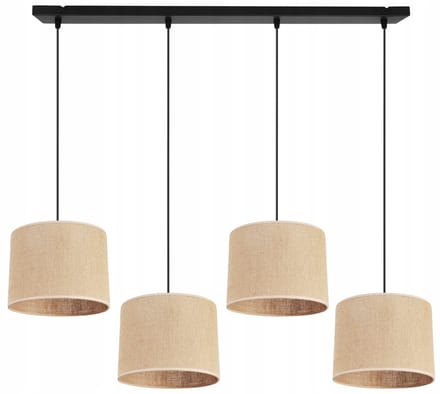 Light Home JUTA - Hanglamp 4-Lichts Balk - Stoffen Kap Ø20 cm - Beige - E27