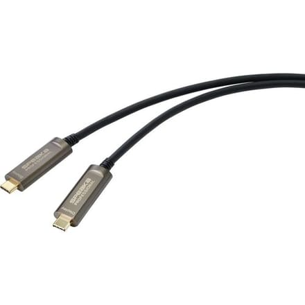 SpeaKa Professional SP-9505620 USB-C-displaykabel USB-C Aansluitkabel USB-C stekker, USB-C stekker 10.00 m Zwart TPE-mantel