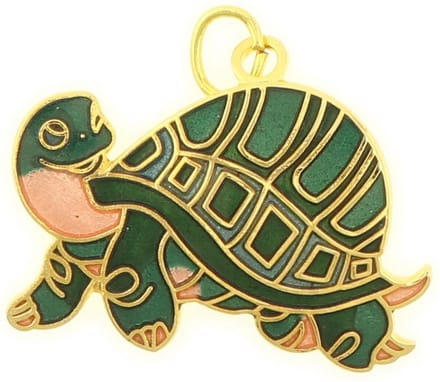 Behave - Hanger schildpad groen emaille goudkleur - balans & natuurstijl