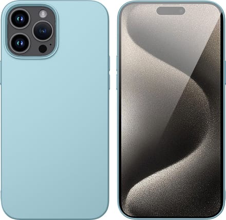 Hoesje Geschikt voor iPhone 15 Pro – Liquid siliconen Backcover – Blauw