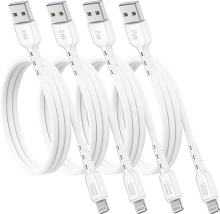 4 pack usb Lightning kabels geschikt voor iPhone en iPad - 2 meter - Oplader kabel - Voor opladen en data overzetten - Wit