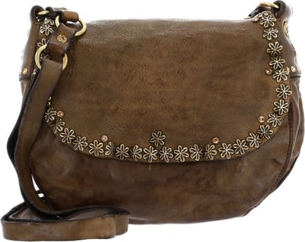 CAMPOMAGGI Leren Schoudertas Shoulder Bag Verde Militare Olijfgroen