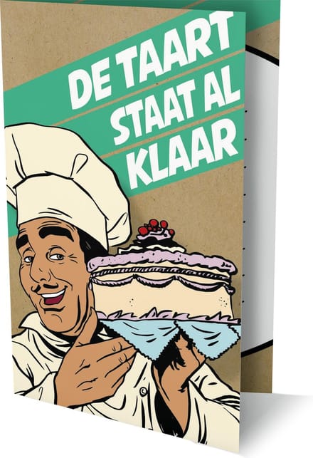Feest, De Taart Staat Al Klaar - 6 Dubbele Uitnodigingen Met Envelop