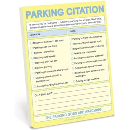 Knock Knock Parking Citation Nifty Note (Pastel Yellow) - Knock Knock