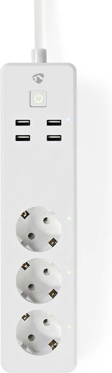 Nedis SmartLife Stekkerdoos - Wi-Fi - 3x Randaarde stekker (CEE 7/3) / 4 x USB - 16 A - 3680 W - 1.8 m - -10 - 40 °C - Android™ / IOS - Wit