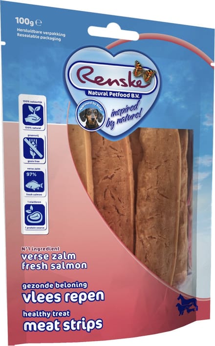 Renske Vleesrepen - Hondensnack - Zalm & Groente - 100 g