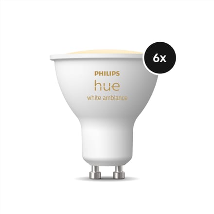 Philips Hue White Ambiance GU10 Ledlampen 400lm 6-pack