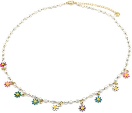 Ketting met Bloemen - RVS - Lengte 39-44 cm - Goudkleurig