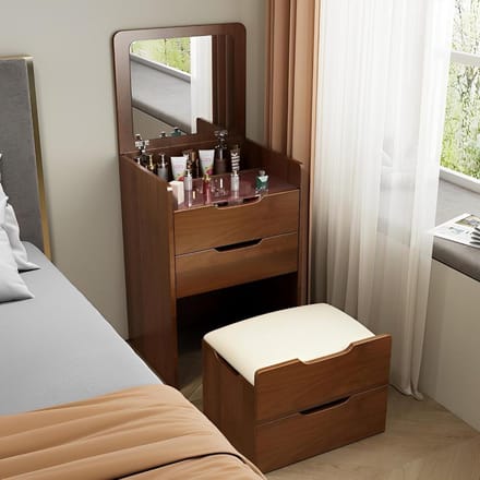 Kaptafel met Spiegel - Make-up Tafel - Kleine Ruimte - Flip-Top Spiegel - 236 cm - Walnoot