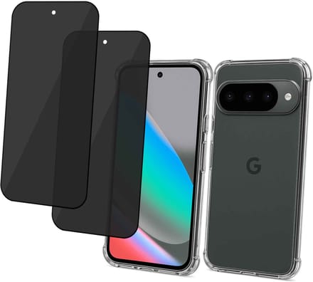 ChiGuard Hoesje & 2x Privacy Screenprotector geschikt voor Google Pixel 10 / 10 Pro Hoesje Screenprotector - Gehard Glas Cover + Shock Proof Case - Transparant