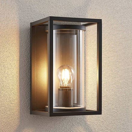 Lucande - Wandlamp buiten - 1licht - Gegoten aluminium, glas - H: 30 cm - E27 - grafiet