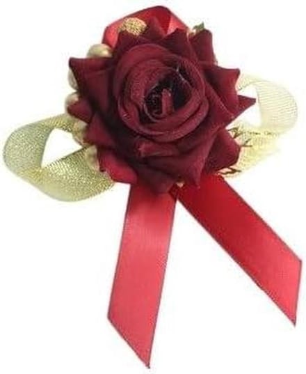 Pols Corsage - Bruiloft Armband - Feestelijke Accessoires - Echte Rozen Look - 1 Gram - Bordeaux