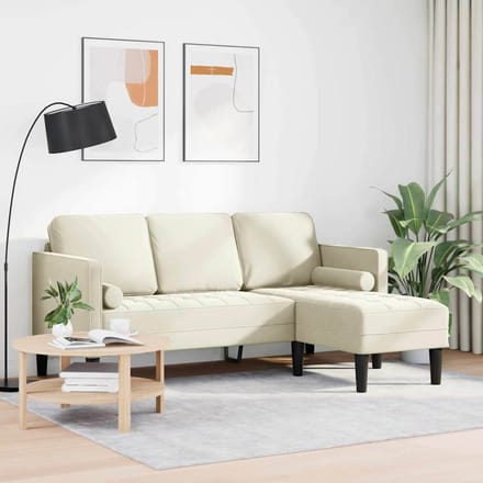 vidaXL - Bankstel - met - kussen - Crème - Polyester
