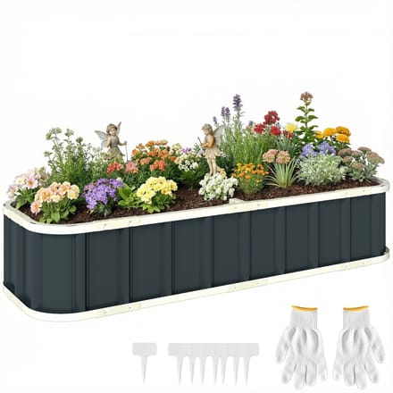 Outsunny tuinbed - Gegalvaniseerd staal - 165 x 52 x 31 cm - Donkergrijs
