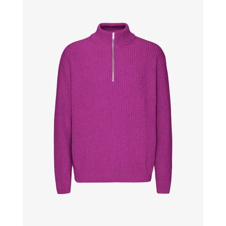Merino trui 1/4 ritssluiting Colorful Standard Magenta Blaze