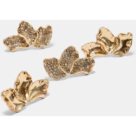 Stradivarius Set van 2 mini waaieroorbellen  Geel OS