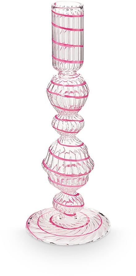 Pip Studio - Kandelaar - Woonaccessoires - Roze kaarsenhouder - Glas Swirl - 22cm