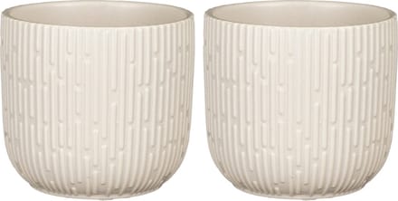 Mica Decorations - Plantenpot/bloempot -2x stuks - keramiek - mat wit - D12.5/H11 cm
