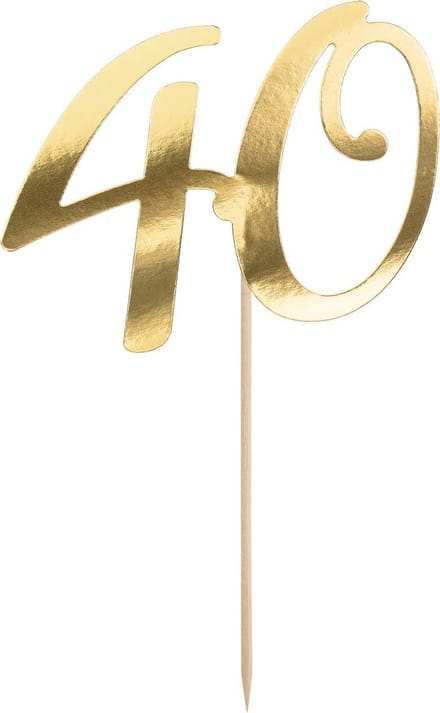 PartyDeco Cake Topper 40 Goud