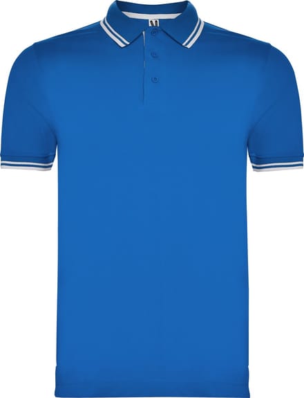 Heren polo 'Montreal' merk Roly maat S Kobaltblauw/Wit
