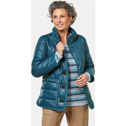 Gewatteerd jack met decoratieve drukknopen - petrol - Gr. 46 van Goldner Fashion