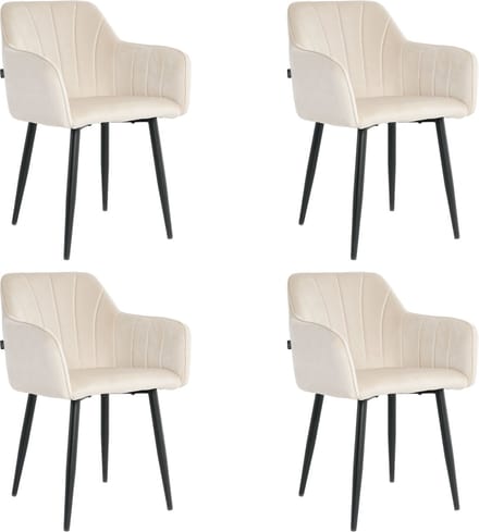 Lina® Rio Eetkamerstoelen - Creme - Set van 4 - Velvet