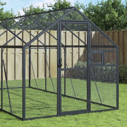 vidaXL Volière 1,79x4x1,85 m aluminium antracietkleurig