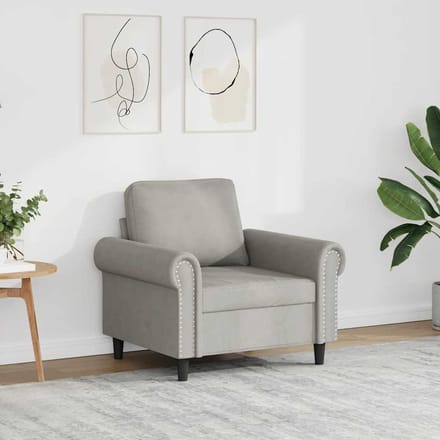 vidaXL - Fauteuil - 60 - cm - fluweel - lichtgrijs