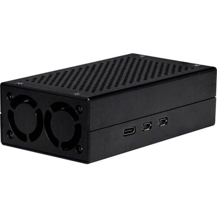 Joy-it ALU CASE for Pi5+M2 HAT / AI Kit SBC-behuizing Geschikt voor serie: Raspberry Pi® 5 B Incl. actieve koeler Zwart